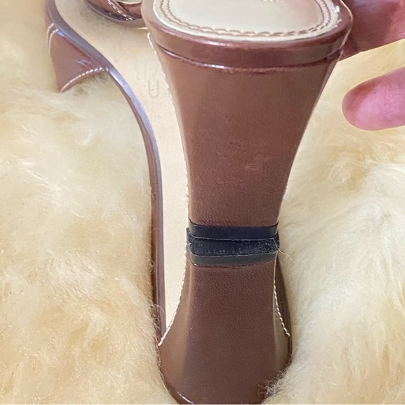 Unisa Brown Leather Heeled Slide Sandals size 6 1/2 B - Picture 6 of 11